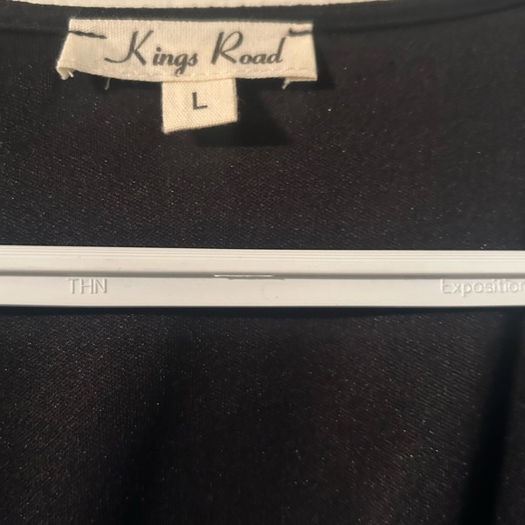 Black align dress with elastic waist, short sleeves and V-neck size L - Picture 4 of 4